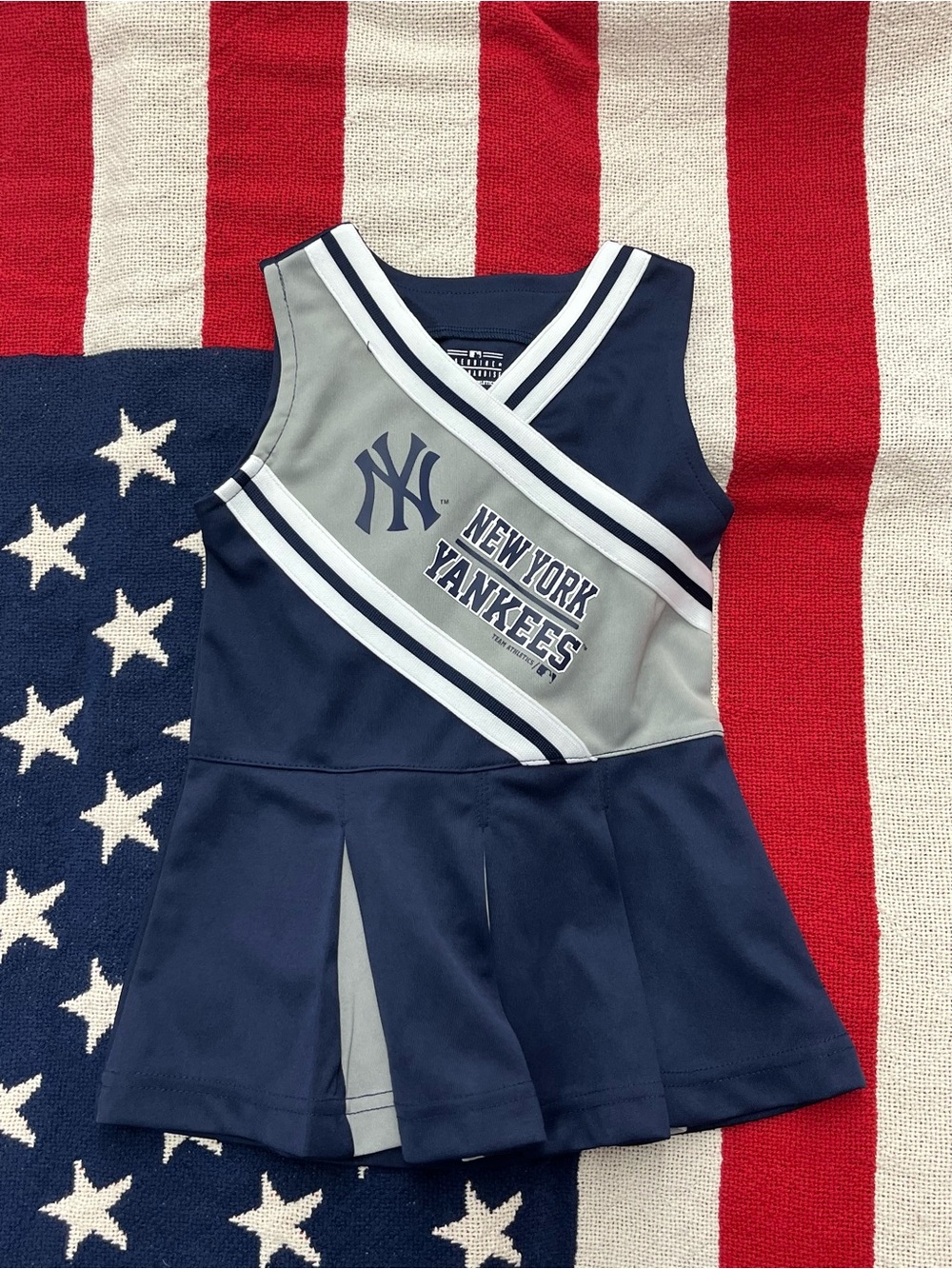 MLB New York Yankees Navy & Gray Cheerleading Dress Girls Size 18 Months